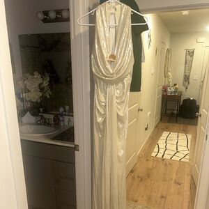 Elegant Cream Sequin Gown